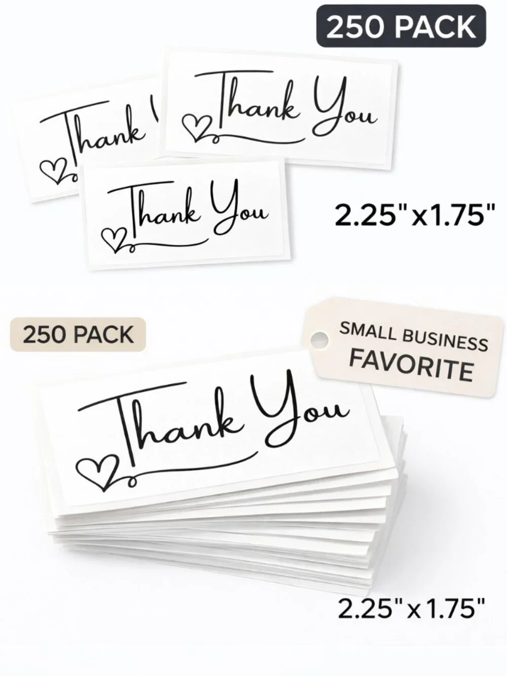 250 Thank You Sticker Pack Rectangle 2.25x1.75